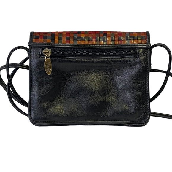 Vera Pelle Weave Woven Genuine Leather Crossbody Bag Multicolor Magnetic Flap - Picture 4 of 15